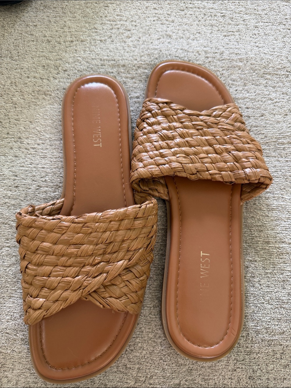 Nine West Woven Slide Sandals in Tan